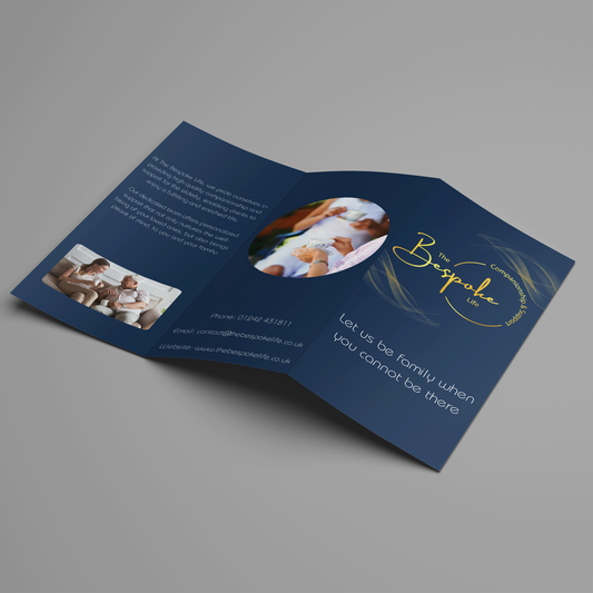 Full colour folded leaflet printed in Winchcombe, near Cheltenham in the Cotswolds