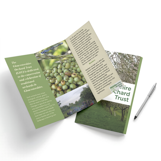 Full colour folded leaflet printed in Winchcombe, near Cheltenham in the Cotswolds