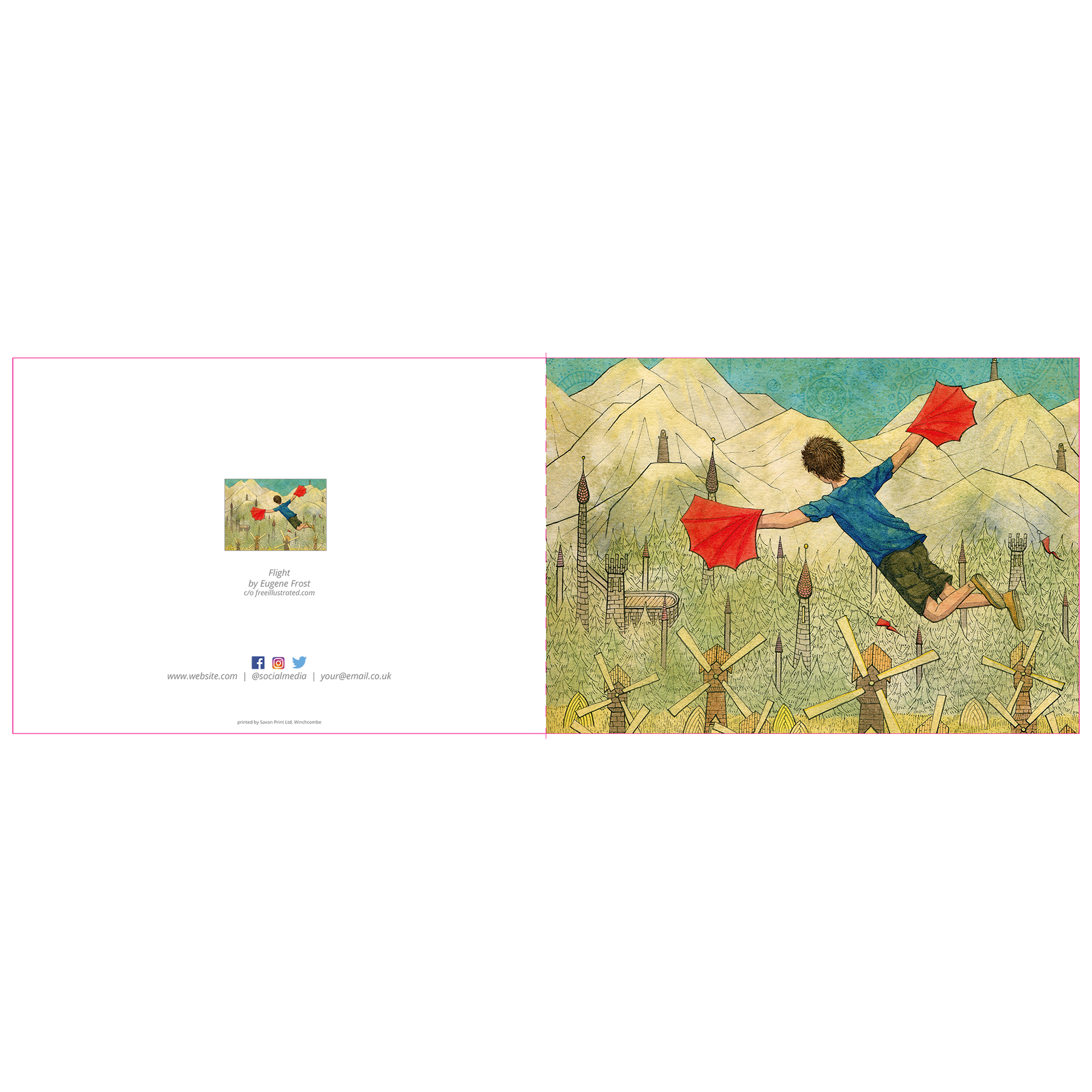 A5 Landscape Greetings Card Layout